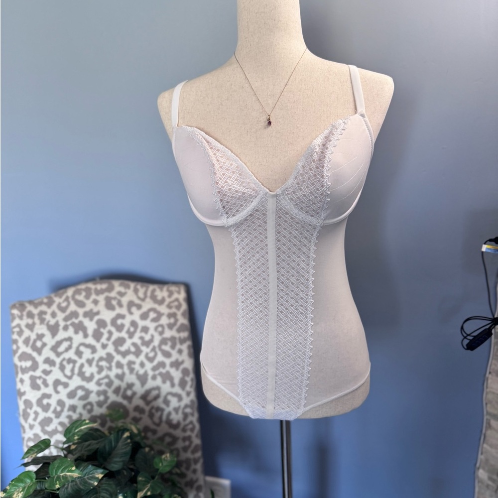 La Perla Ivory Lace-Front Shaping Bodysuit